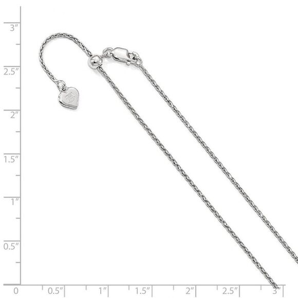 1.1mm Rhodium Plated Sterling Silver D/C Adj. Spiga Necklace, 30 Inch - Picture 2 of 5